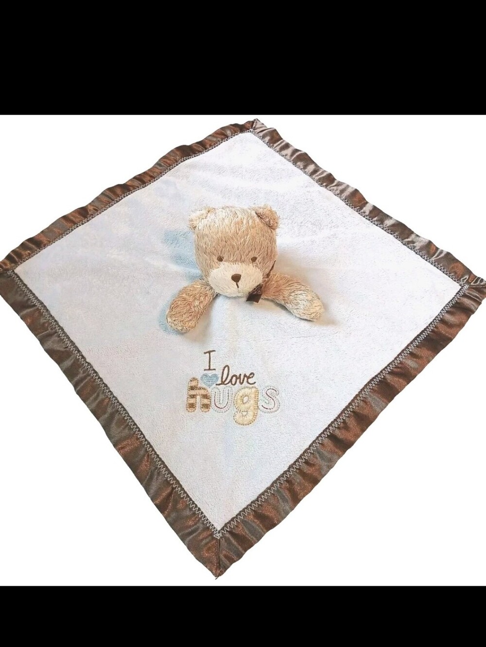 Carter's Plush Bear Lovey Blanket - 'I Love Hugs' Blue & Brown